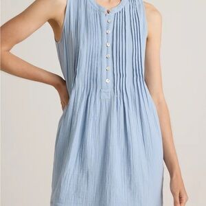 Quince 100% organic cotton gauze swing dress Light Blue Sleeveless Dress